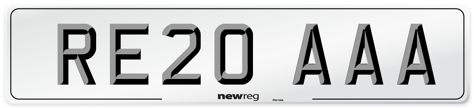 RE20 AAA Number Plate from New Reg